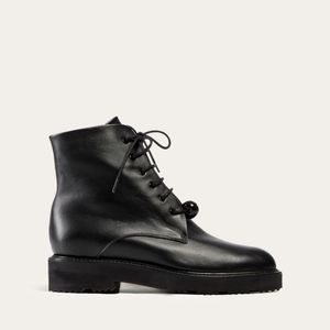 Dear Frances Park Boot Black Leather Combat Boot S